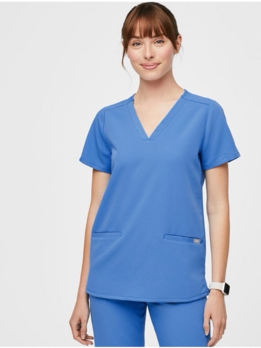 FIGS Casma Three-Pocket Scrub Top™ in Capri Blue